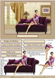 Young Lady on a Purple Chaise Longue Decoupage