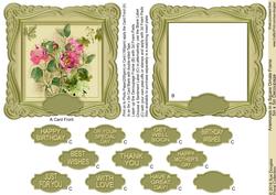 Anemones in a Square Ornate Frame 5in x 5in Decoupage