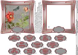 Poppies in an Art Deco Frame 5in x 5in Decoupage