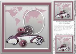 White and Maroon Vintage Car Matching 8inx8in Insert Plate