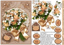 Peach Bouquet on a Broderie Anglaise Mat Decoupage