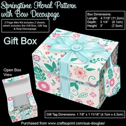 Gift Box Springtime Floral Pattern with Bow Decoupage