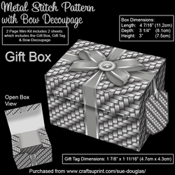 Gift Box Metal Stitch Pattern with Bow Decoupage