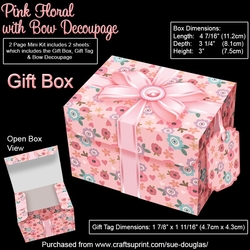 Gift Box Pink Floral with Bow Decoupage