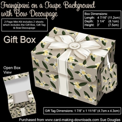 Gift Box Frangipani on a Taupe Background with Bow Decoupage