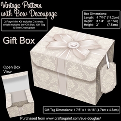 Gift Box Vintage Pattern with Bow Decoupage