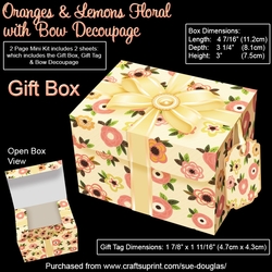 Gift Box Oranges and Lemons Floral with Bow Decoupage