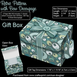 Gift Box Retro Pattern with Bow Decoupage