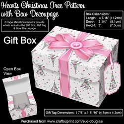 Gift Box Hearts Christmas Tree Pattern with Bow Decoupage