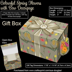 Gift Box Colourful Spring Flowers with Bow Decoupage