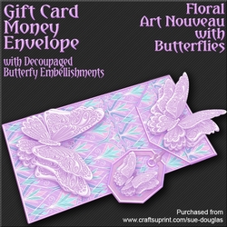 Floral Art Nouveau with Butterflies Card/Money Envelope Mini Kit