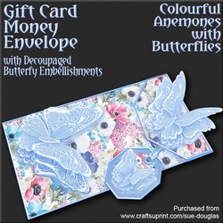 Colourful Anemones with Butterflies Card/Money Envelope Mini Kit