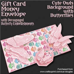 Cute Owls Background with Butterflies Card/Money Envelope Mini Kit