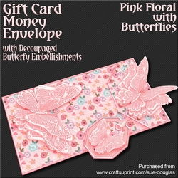 Pink Floral with Butterflies Card/Money Envelope Mini Kit