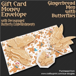 Gingerbread Men with Butterflies Card/Money Envelope Mini Kit