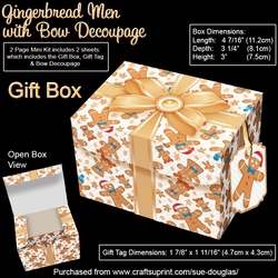 Gift Box Gingerbread Men with Bow Decoupage