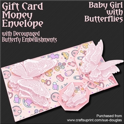 Baby Girl with Butterflies Card/Money Envelope Mini Kit