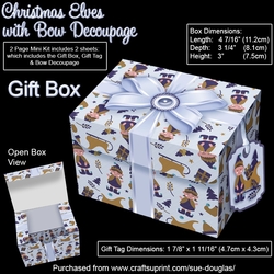 Gift Box Christmas Elves with Bow Decoupage