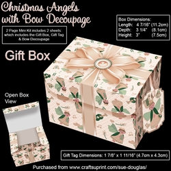 Gift Box Christmas Angels with Bow Decoupage