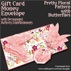 Pretty Floral Pattern with Butterflies Card/Money Envelope Mini Kit