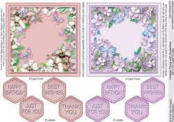 Vintage Floral with Butterflies 5in x 5in Card Fronts