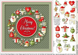 Merry Christmas Wreath 8in x 8in Decoupage