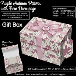 Gift Box Purple Autumn Pattern with Bow Decoupage