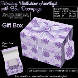 Gift Box February Birthstone Amethyst with Bow Decoupage