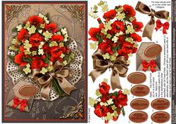 Poppy Bouquet on a Broderie Anglaise Mat Decoupage