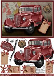 Classic Red Car Decoupage, Birthday