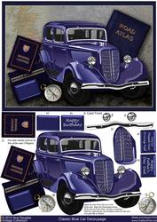 Classic Blue Car Decoupage, Birthday