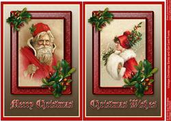 Vintage Christmas Santa and Girl Card Fronts