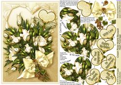 Cream Rose Hearts Bouquet, Heart Pyramage Sheet