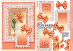 Orange Tulip in a Broderie Anglaise Frame, Decoupage
