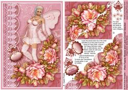 Pink Faerie Roses and Lace Scalloped Corner Stacker