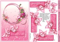 Pink Floral Ribbon Frame Decoupage