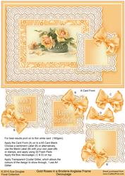 Gold Roses in a Broderie Anglaise Frame Decoupage