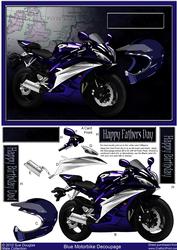 Blue Motorbike Decoupage, Birthday
