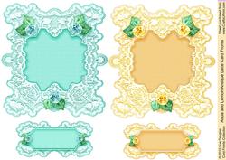 Aqua and Lemon Antique Lace Card Fronts