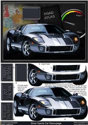 Silver Sports Car Decoupage / Birthday / Driving Test