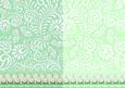 Green Swirls and Butterflies with Lace Scalloped Border Duo