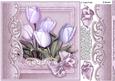 Lilac Tulips in a Pink Rope Frame - 8in x 8in Decoupage