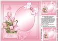 Pink Tulips on a Broderie Anglaise Doily - 8in x 8in Insert