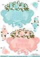 Sentiment Panels Happy Birthday Teal and Peach