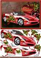 Christmas Red Sports Car Decoupage