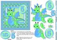 Turquoise and Lime Dragon Age 5 with Badge 6in x 6in Decoup