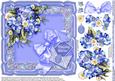 Blue Flowers and Daisies on a Silk Cushion 8in x 8in Decoupa