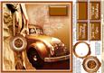 Vintage Car and Compass 8in x 8in Decoupage