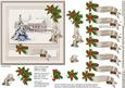 Christmas Snowscene with Holly Spray 6in x 6in Decoupage