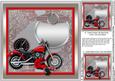 Motorbike on a Scroll Background Matching 8x8 Insert Plate
